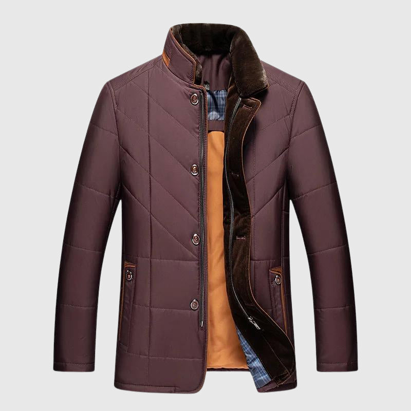 Heren Gevoerde Geïsoleerde Winterjas – Warme, Stijlvolle & Comfortabele Jas met Bontkraag voor de Winter