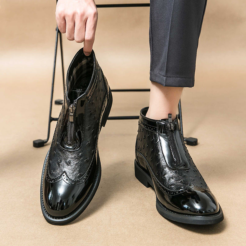Ostrich Slip-On Heren – Luxe Instapper van Struisvogelleer met Patent Accenten