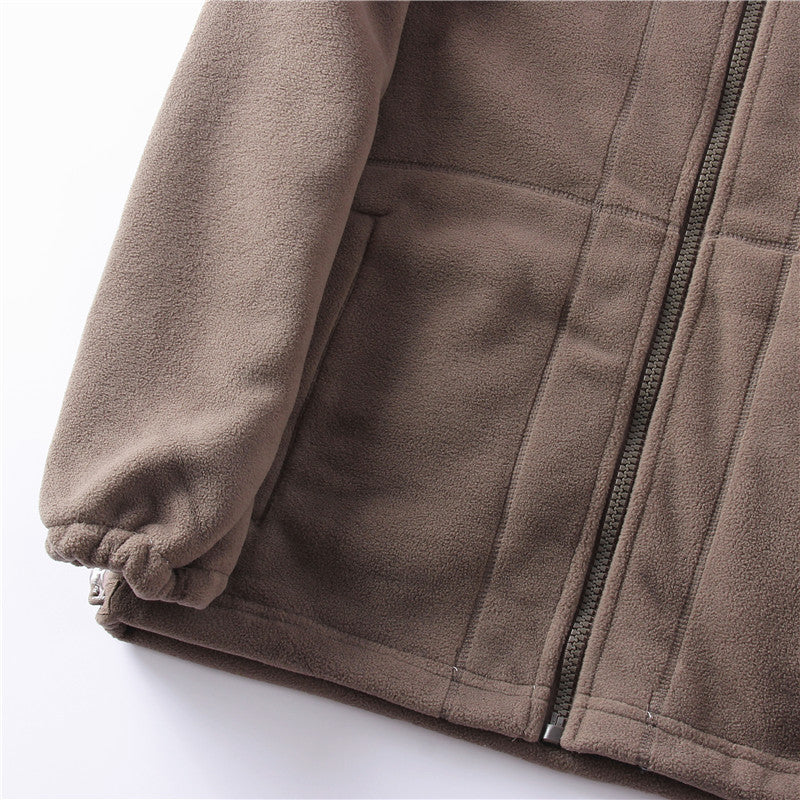 Ultiem Warme Polyester Fleece Jas – Winddichte Unisex Winterjas met Opstaande Kraag