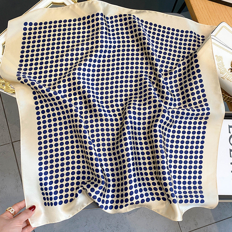 Dames Zijde Sjaal – 100% Natuurlijke Moerbei Zijde Vierkante Sjaal met Stippenprint