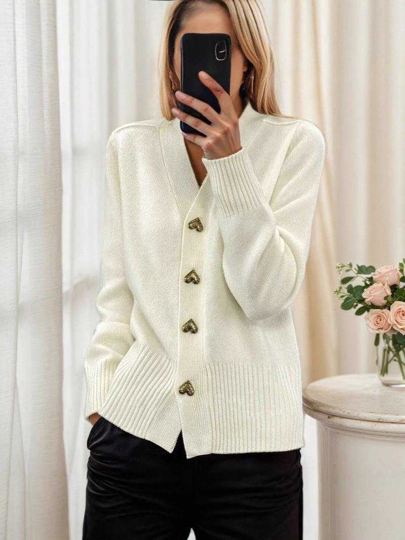 Elegant Heart Button Cardigan – Dames Vest met Hartvormige Knopen | Tijdloos & Stijlvol