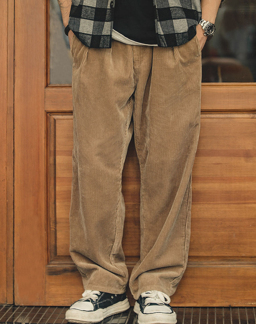 Klassieke Wijde Corduroy Broek – Comfortabele Katoenen Rechte Pantalon voor Heren