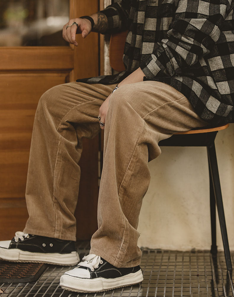 Klassieke Wijde Corduroy Broek – Comfortabele Katoenen Rechte Pantalon voor Heren