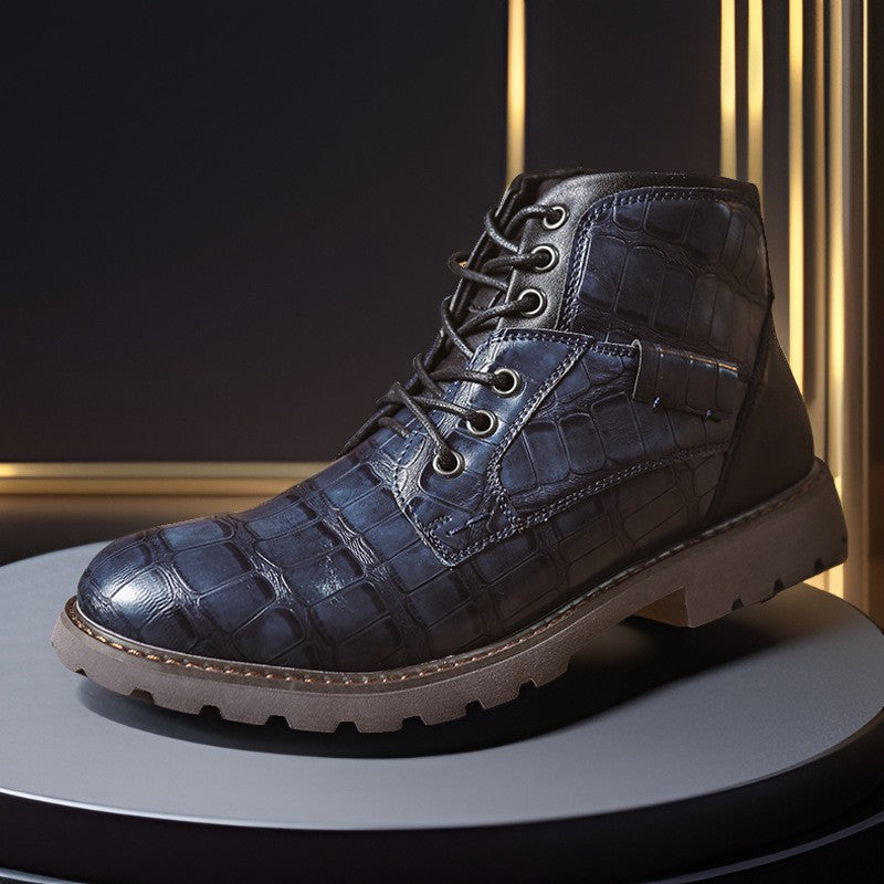 Heren Leren Enkellaarzen – Handgemaakte Vintage Werk- en Casual Boots met Comfortabele Zool