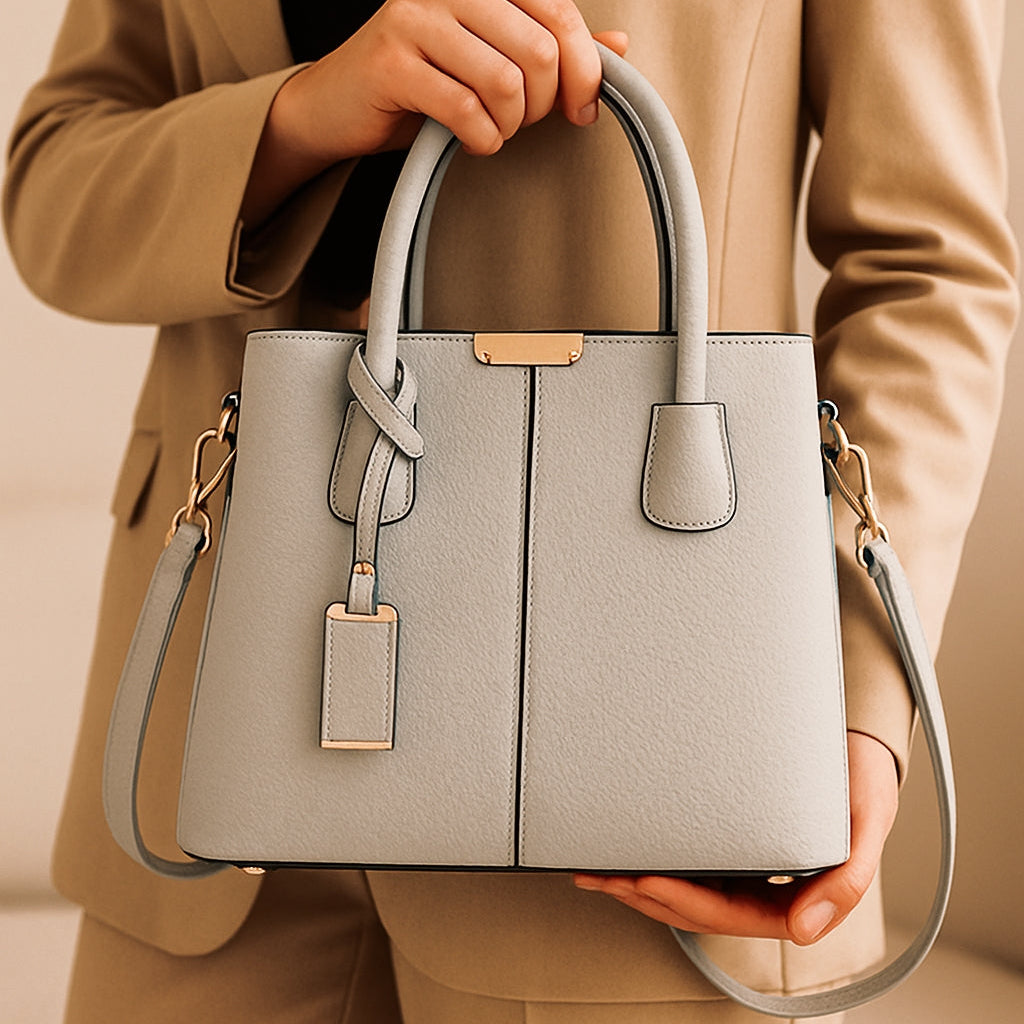 Dames Handtas – Luxe Leren Textuur, Ruim & Stijlvol met Schouderriem
