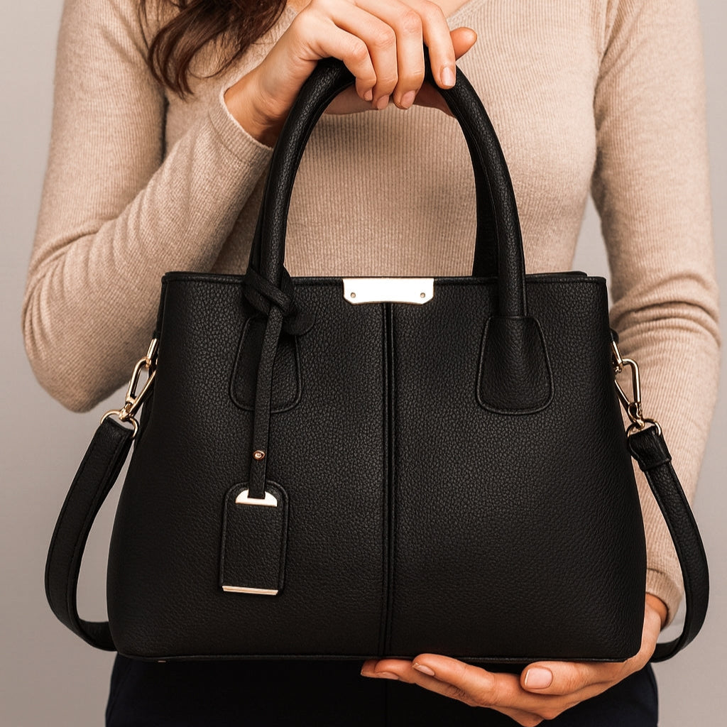 Dames Handtas – Luxe Leren Textuur, Ruim & Stijlvol met Schouderriem