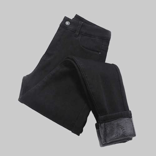 Thermische Fleece Gevoerde Stretch Jeans – Warme Winter Denim Broek
