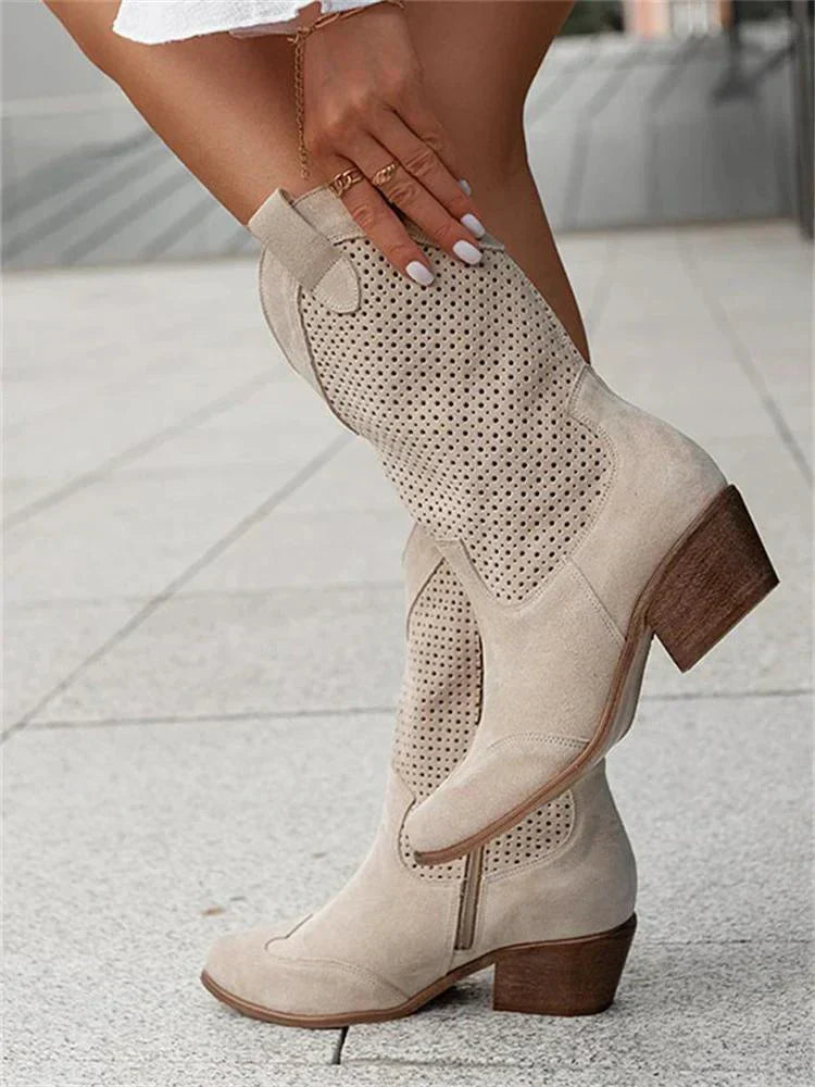 Western Enkellaarzen Dames – Pointed Toe & Blokhak | Stijlvolle Mid-Calf Cowboy Boots