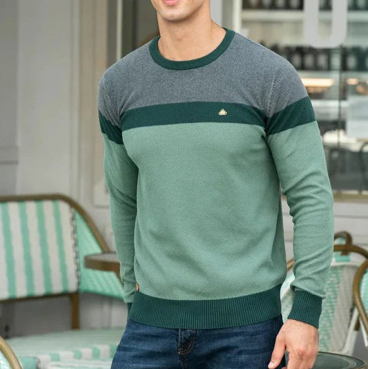 Stoere Herentrui – Slim Fit Gebreide Trui van Zacht Katoen met Gerstekorrelstructuur