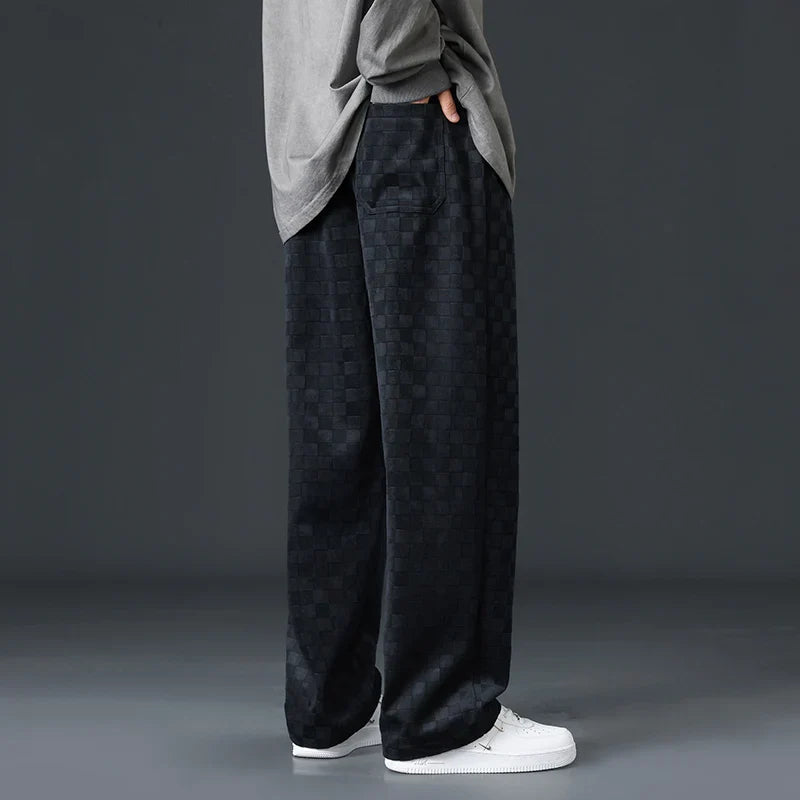 Geruite Corduroy Wijde Pijpen Joggingbroek – Zacht & Stijlvol Comfort