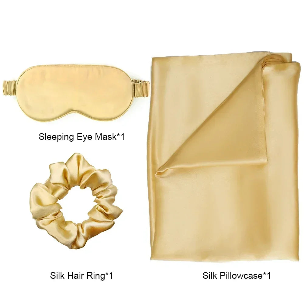 Zijden kussensloop oogmasker haarring luxe cadeauset
