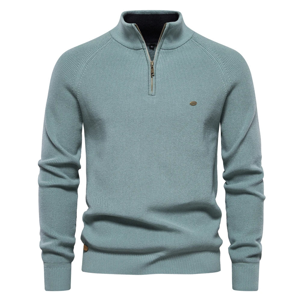 Luxe Wol Half-Zip Trui voor Heren – 100% Wol, Stijlvolle Regular Fit & Comfortabel Design