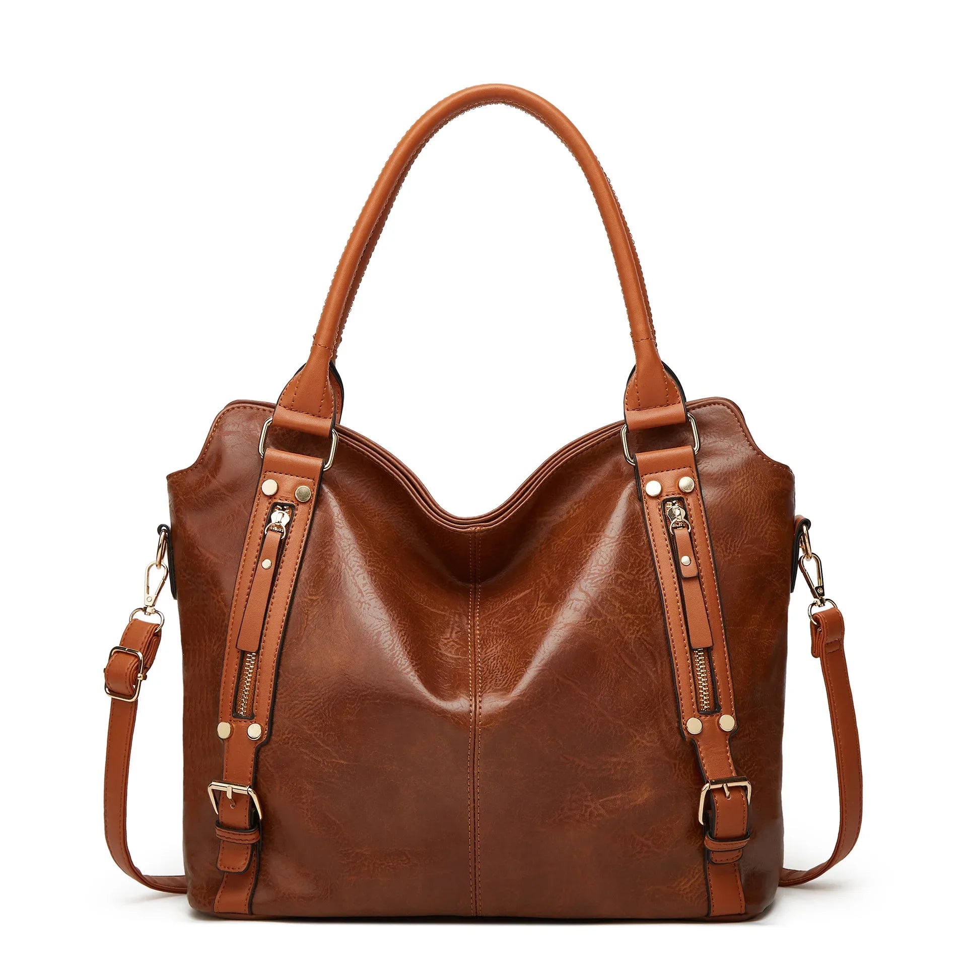 Modieuze Dames Crossbody Tas – Zachte Leerlook, Multi-Vakken Casual Shopper