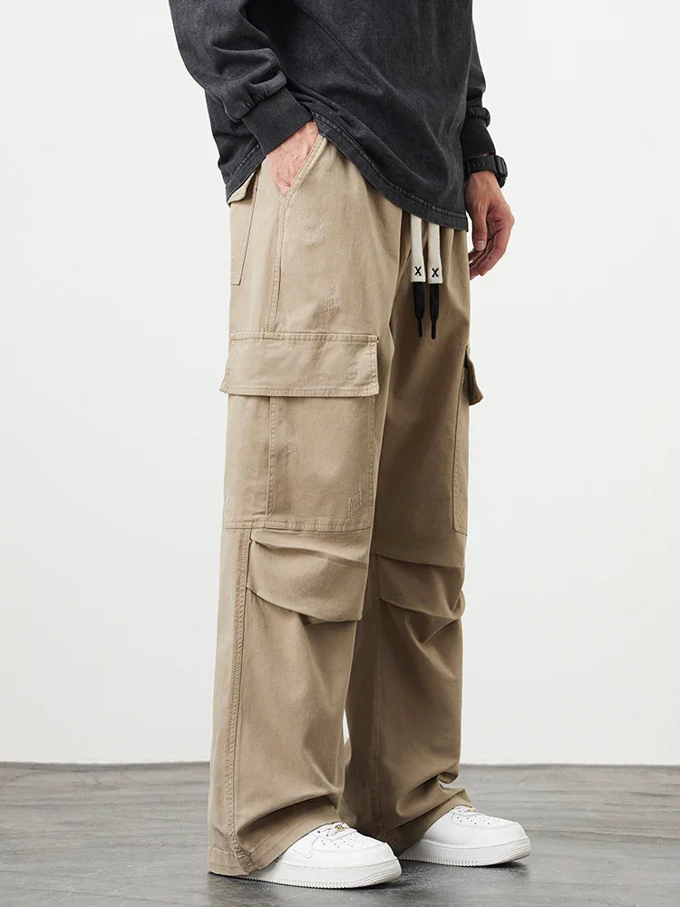 Cargo Pants Heren – Comfortabele Wijde Broek met Zakken en Trekkoord
