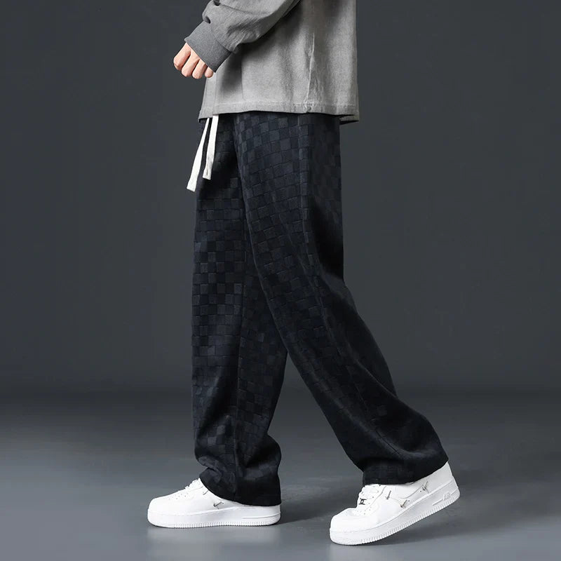 Geruite Corduroy Wijde Pijpen Joggingbroek – Zacht & Stijlvol Comfort