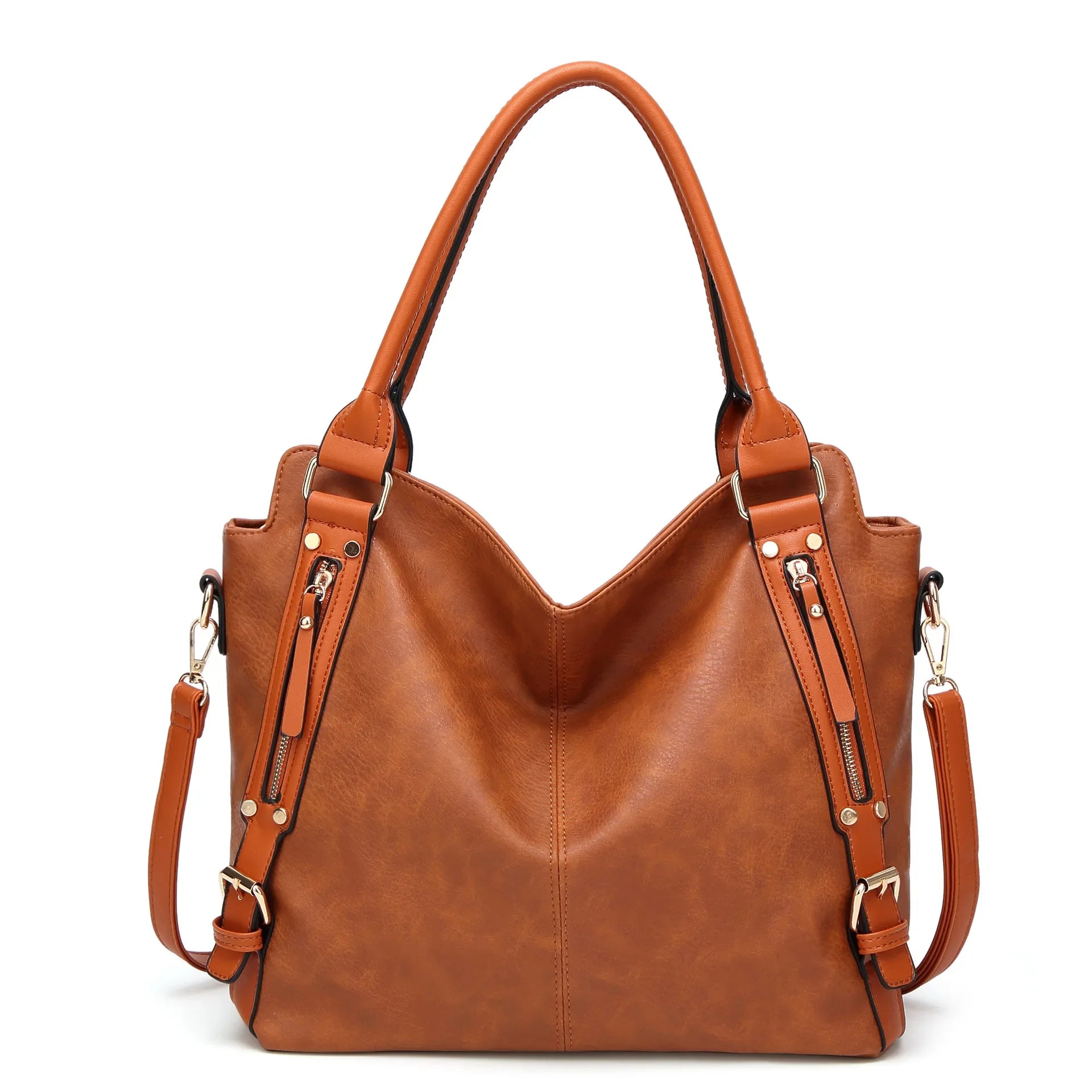 Modieuze Dames Crossbody Tas – Zachte Leerlook, Multi-Vakken Casual Shopper
