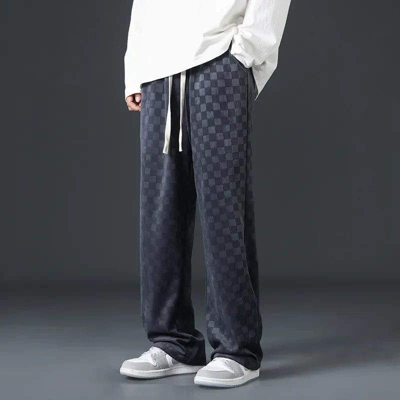 Geruite Corduroy Wijde Pijpen Joggingbroek – Zacht & Stijlvol Comfort