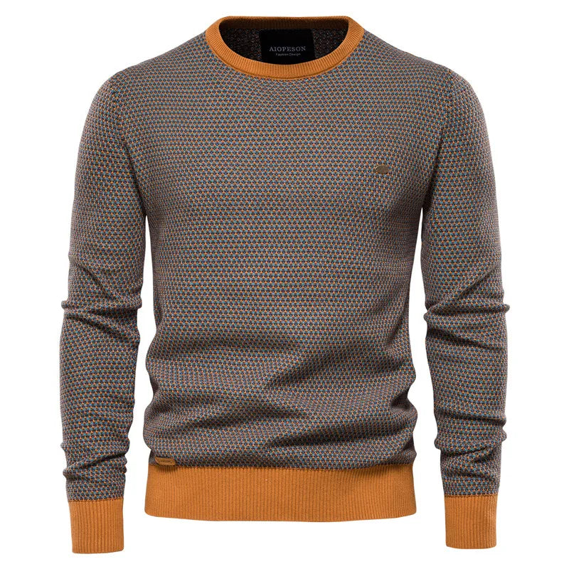 Heren Slim Fit Katoenen Trui met Ruitpatroon – Tijdloze Stijl & Comfort
