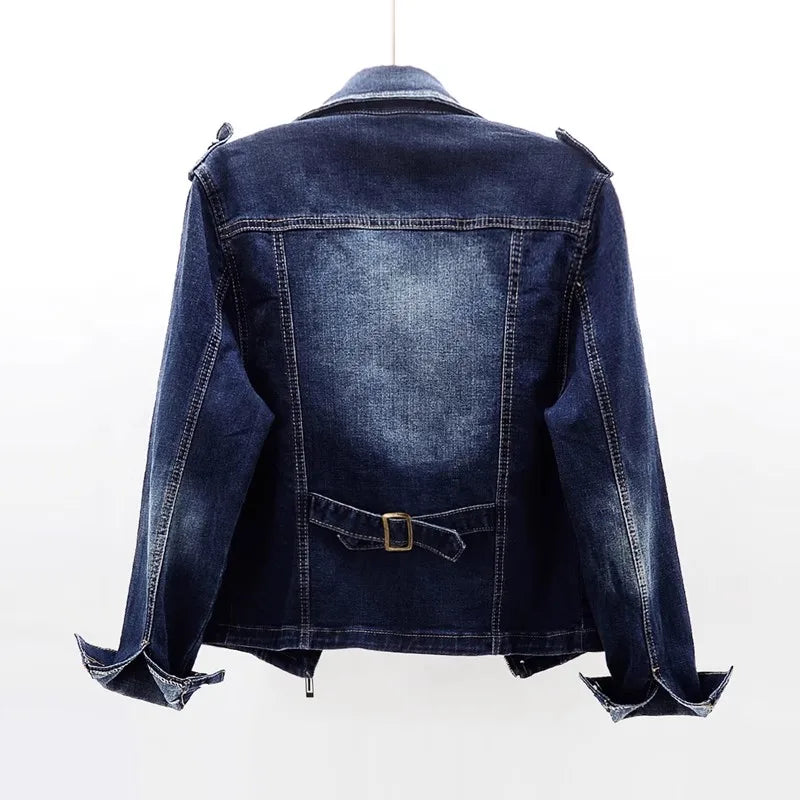 Denim Ritsjack – Slim Fit Moto Jacket van Biologisch Katoen met Moderne Ritsdetails