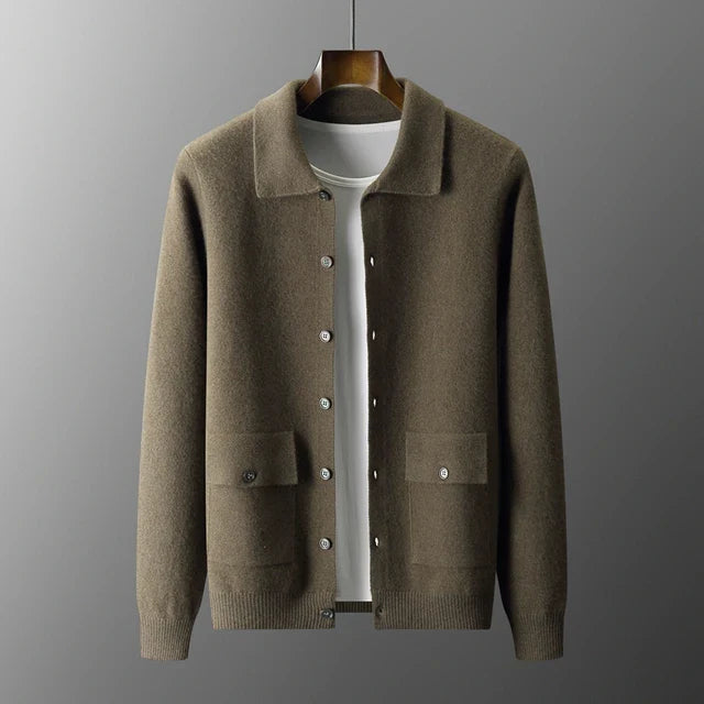 Hoogwaardige Cashmere Cardigan – Tijdloze Zachte Knit met Kraag en Zakjes
