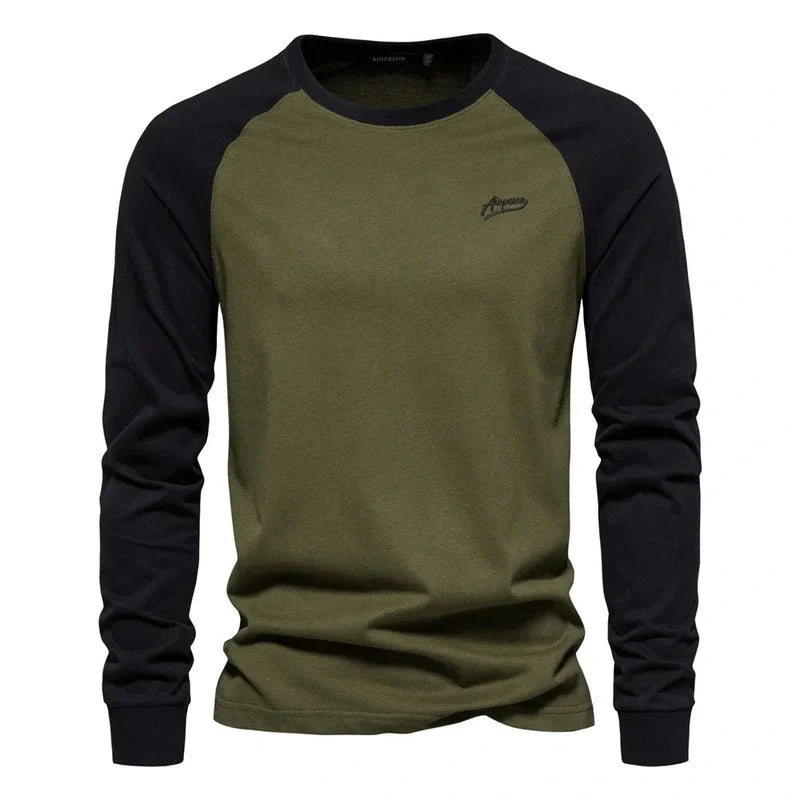 Ademend Heren Longsleeve Shirt met Raglanmouwen – Slim Fit Katoenen T-shirt