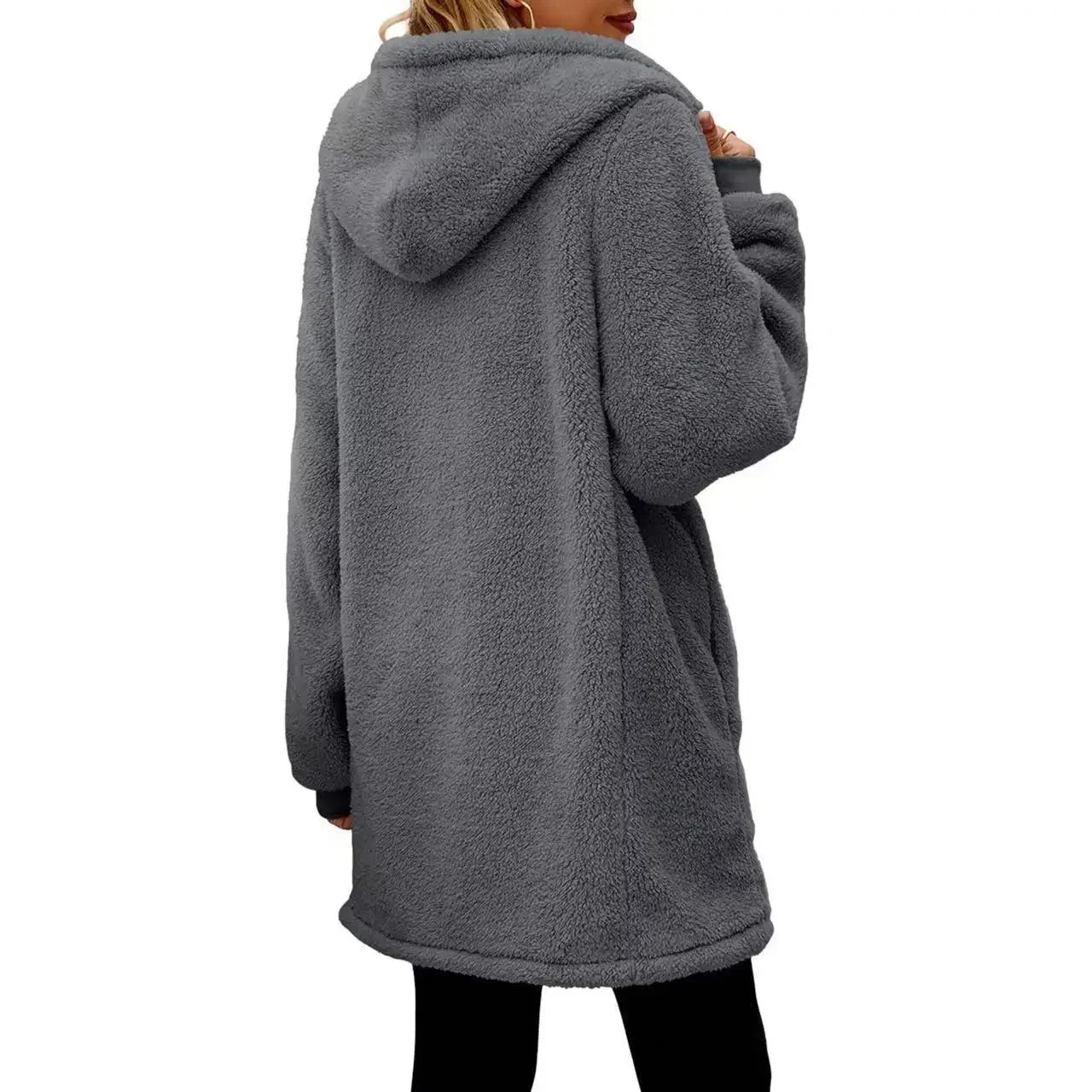 Dames Sherpa Fleece Hoodie Jas | Zachte Oversized Winterjas met Zakken