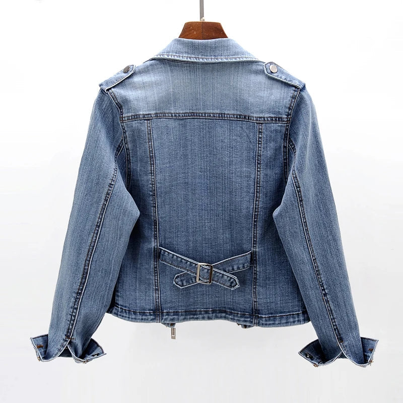 Denim Ritsjack – Slim Fit Moto Jacket van Biologisch Katoen met Moderne Ritsdetails