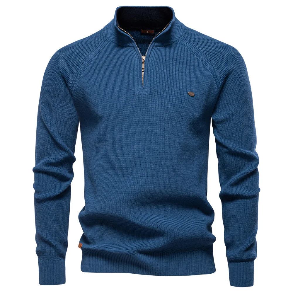 Luxe Wol Half-Zip Trui voor Heren – 100% Wol, Stijlvolle Regular Fit & Comfortabel Design