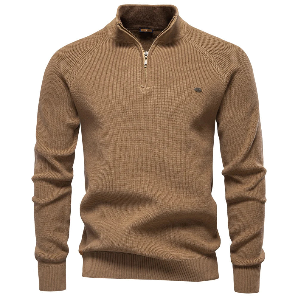 Luxe Wol Half-Zip Trui voor Heren – 100% Wol, Stijlvolle Regular Fit & Comfortabel Design