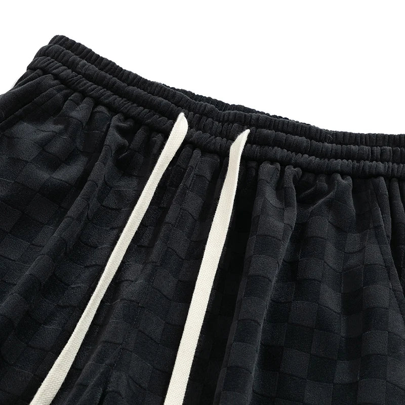 Geruite Corduroy Wijde Pijpen Joggingbroek – Zacht & Stijlvol Comfort