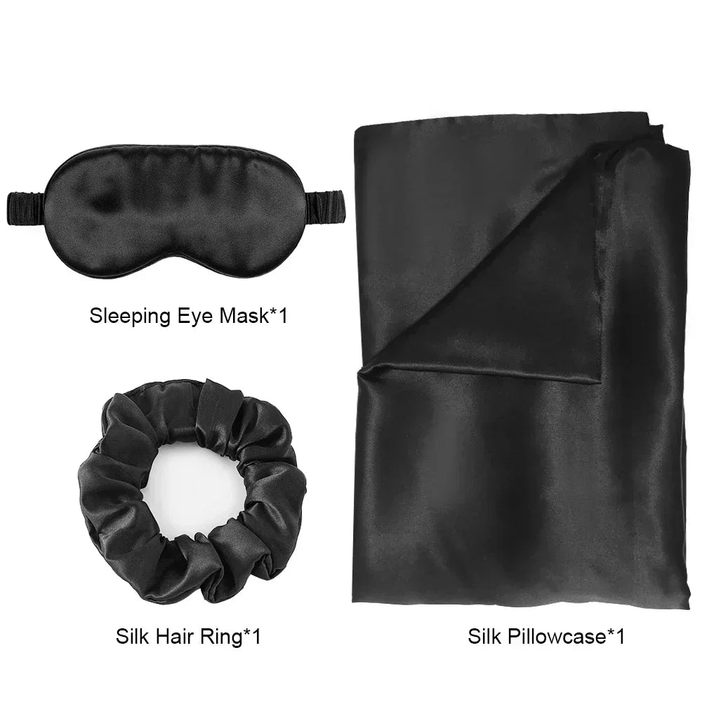 Zijden kussensloop oogmasker haarring luxe cadeauset