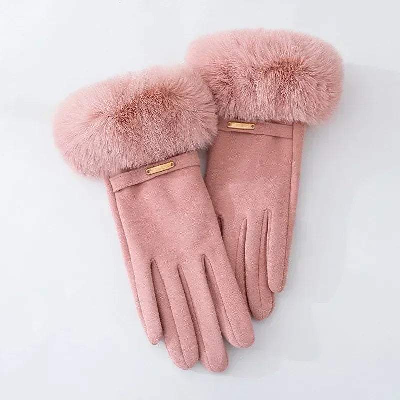 Dames Winterhandschoenen met Nepbont Manchetten – Elegante Touchscreen Warme Handschoenen
