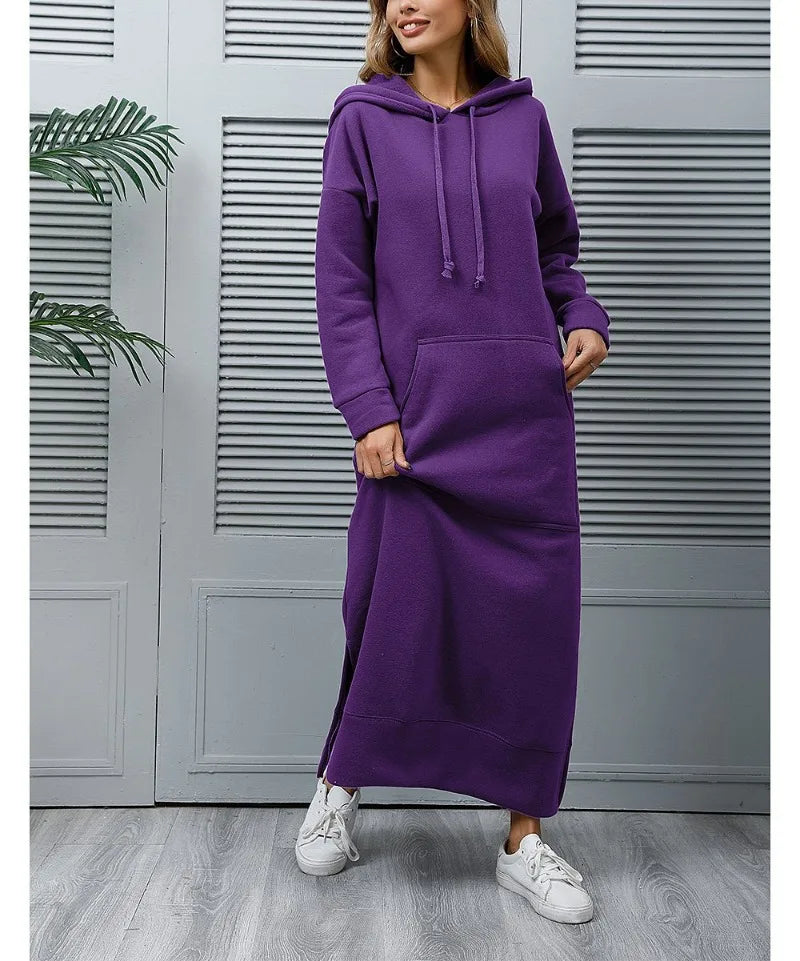 Maxi Hoodie Jurk – Warme & Comfortabele Casual Stijl voor Herfst en Winter