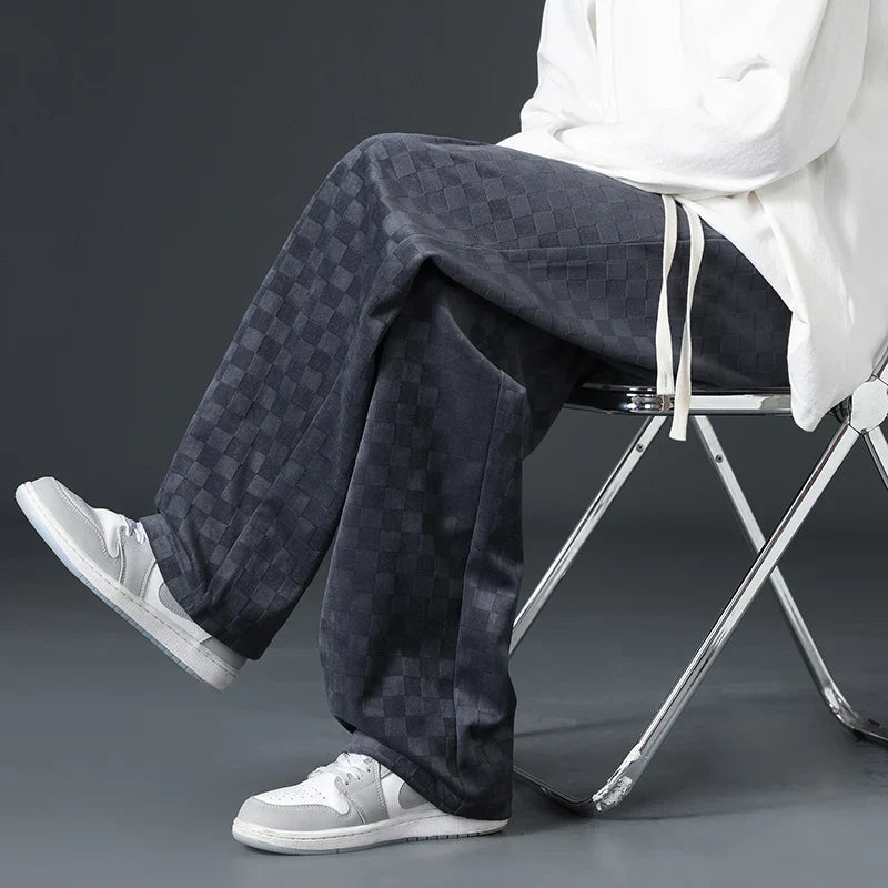 Geruite Corduroy Wijde Pijpen Joggingbroek – Zacht & Stijlvol Comfort