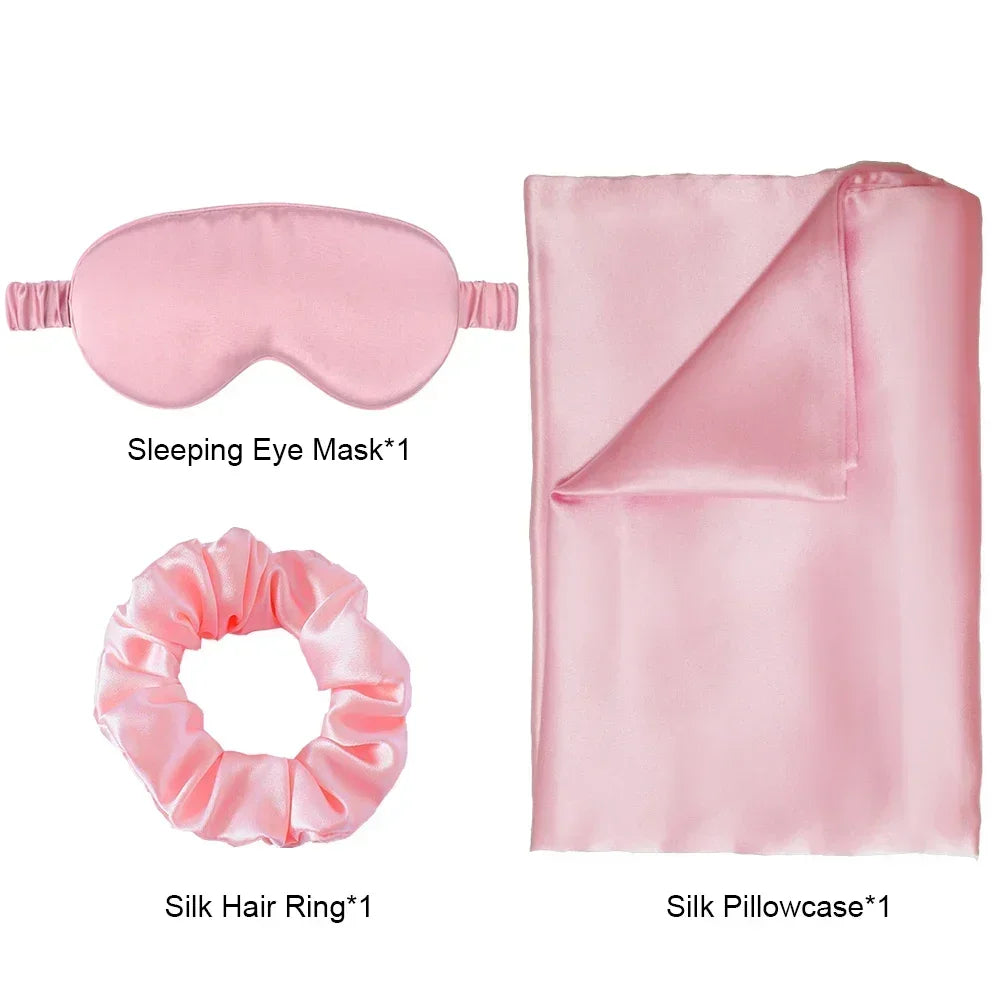 Zijden kussensloop oogmasker haarring luxe cadeauset