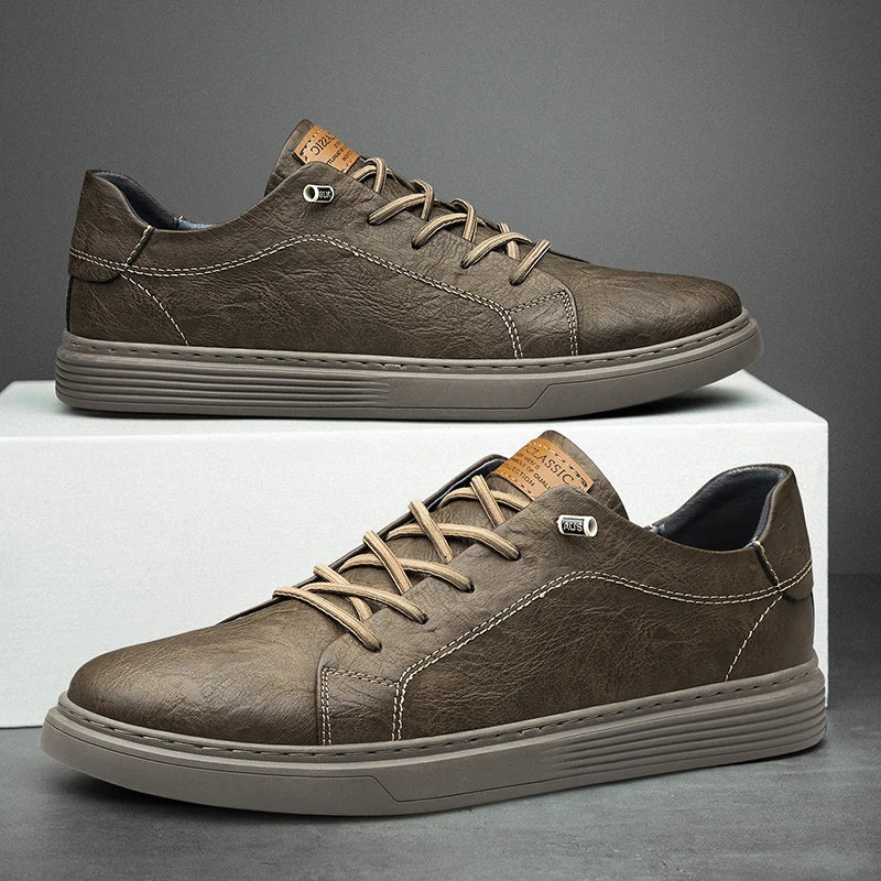Heren Leren Sneakers – Comfortabele Casual Schoenen voor Dagelijks Gebruik en Kantoor