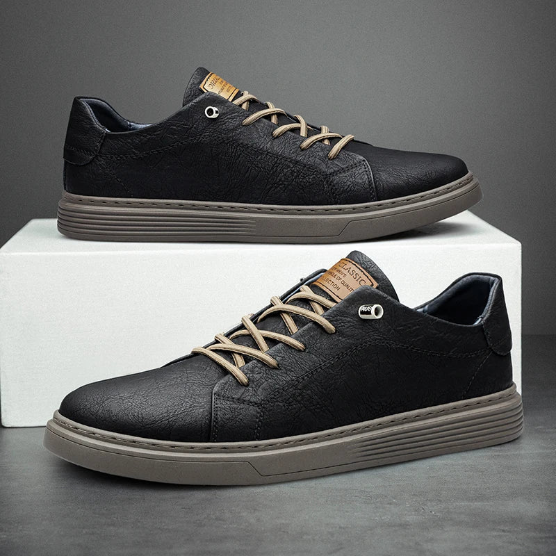 Heren Leren Sneakers – Comfortabele Casual Schoenen voor Dagelijks Gebruik en Kantoor