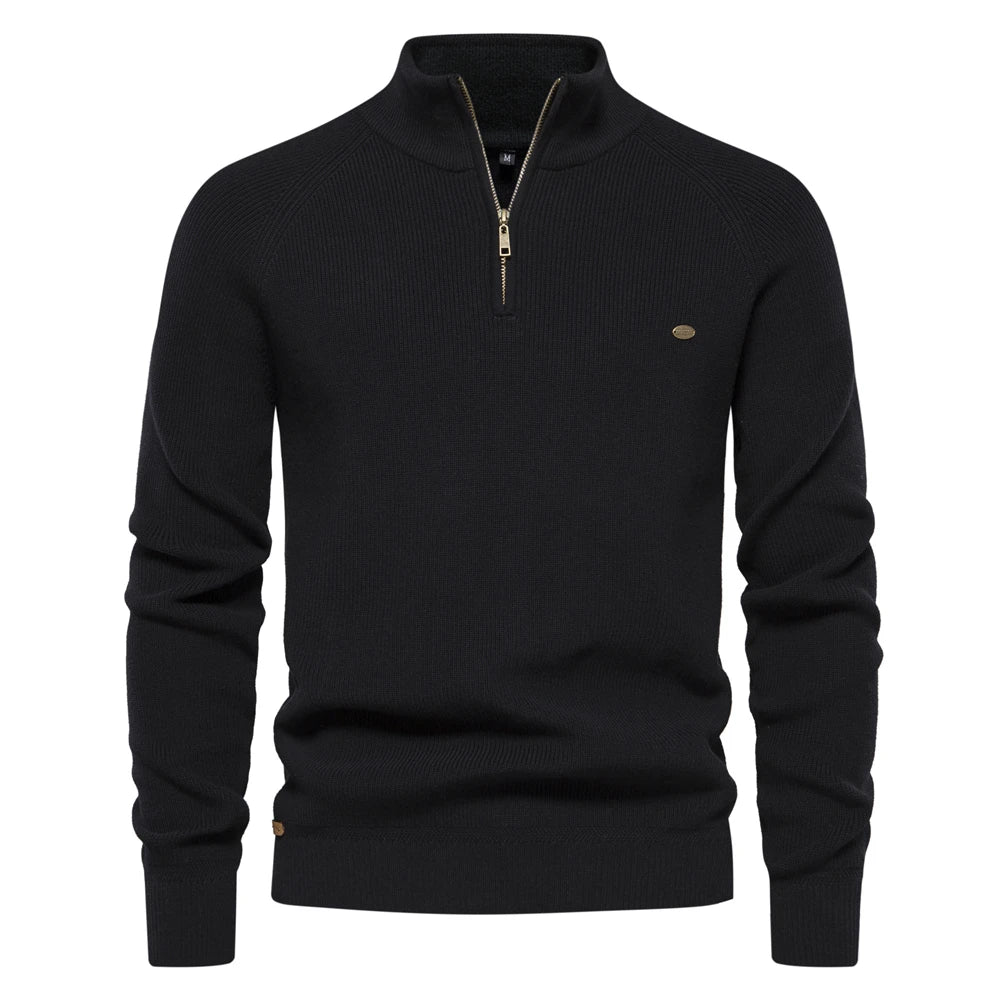 Luxe Wol Half-Zip Trui voor Heren – 100% Wol, Stijlvolle Regular Fit & Comfortabel Design