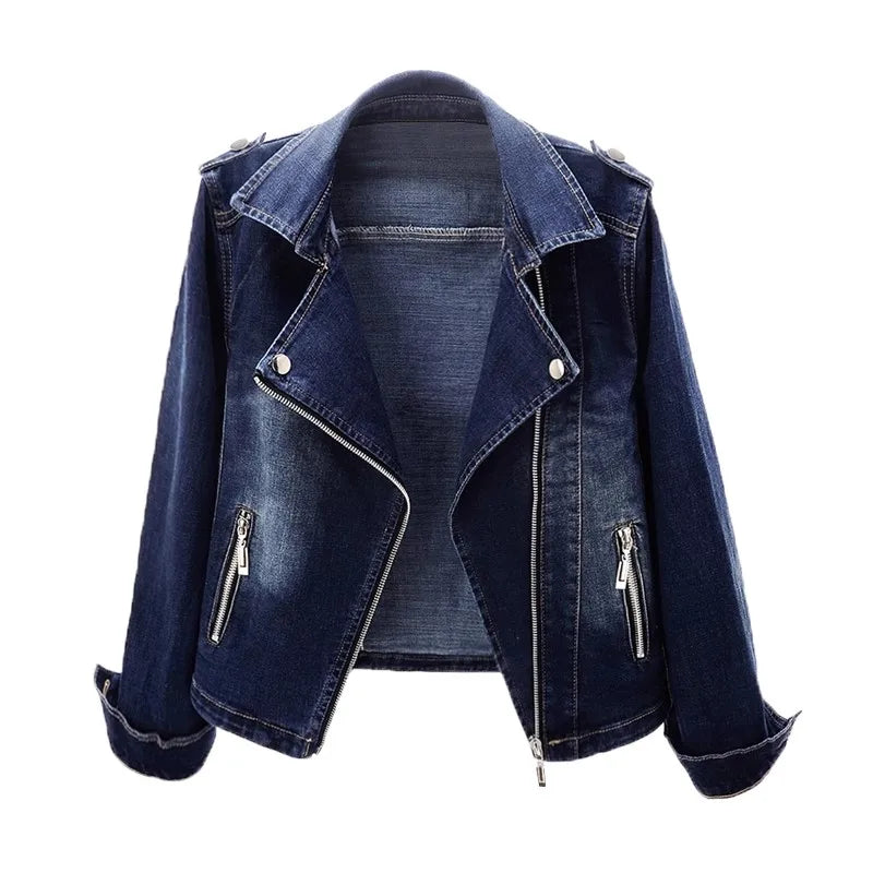 Denim Ritsjack – Slim Fit Moto Jacket van Biologisch Katoen met Moderne Ritsdetails