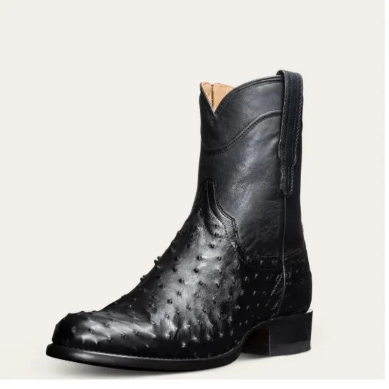 Klassieke Western Stijl Laarzen – Duurzame Zool, Gestapelde Hak & Leren Look