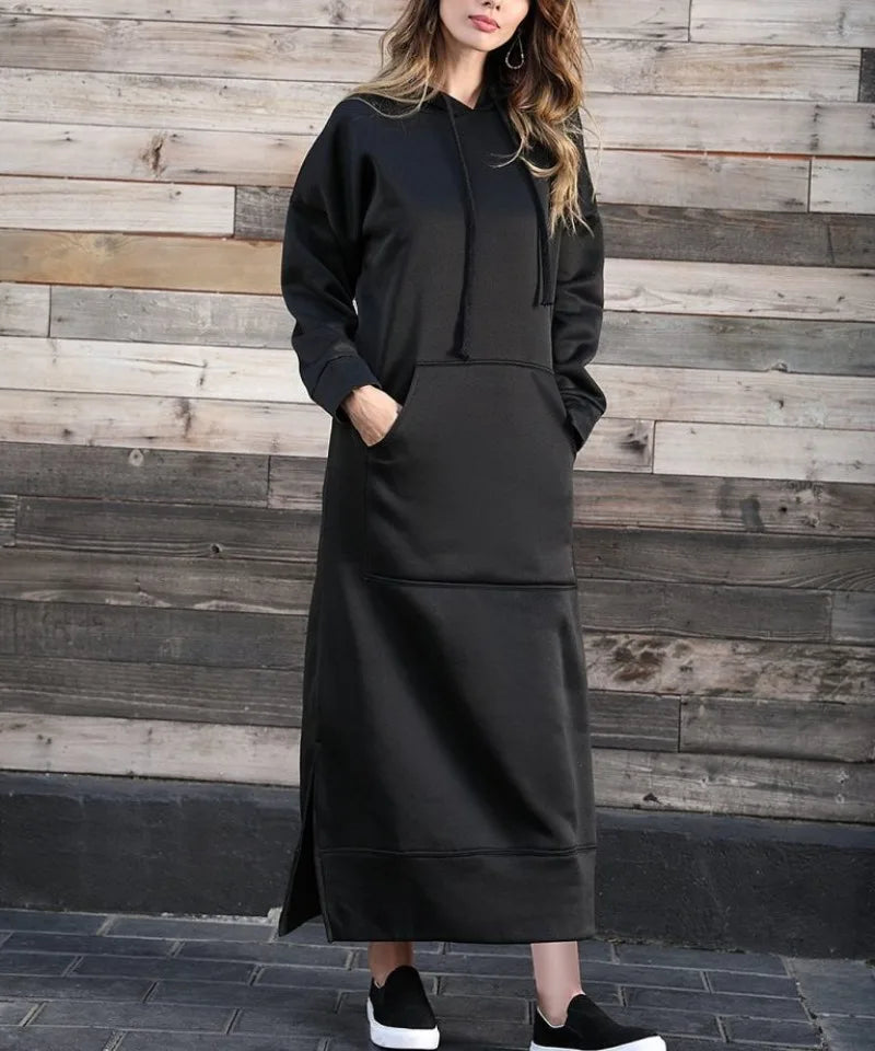 Maxi Hoodie Jurk – Warme & Comfortabele Casual Stijl voor Herfst en Winter