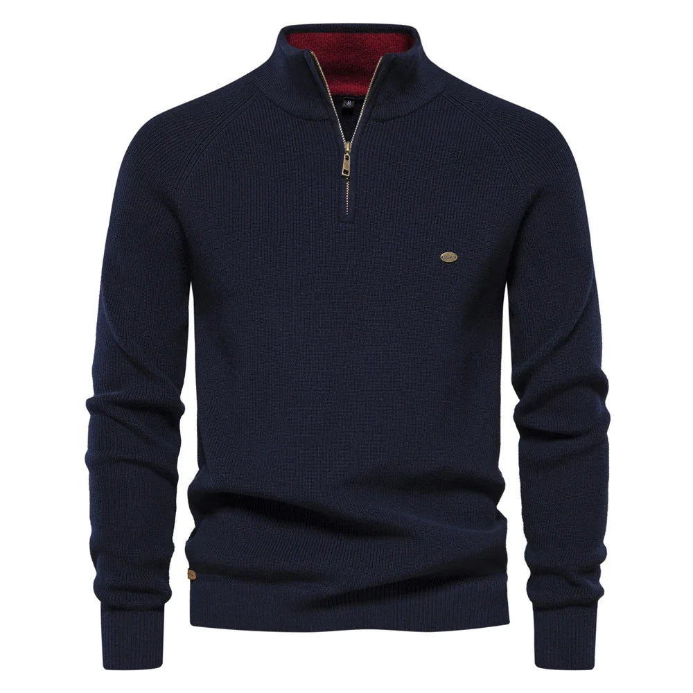 Luxe Wol Half-Zip Trui voor Heren – 100% Wol, Stijlvolle Regular Fit & Comfortabel Design