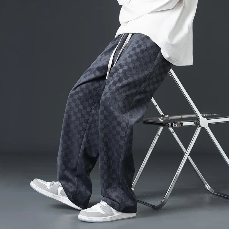 Geruite Corduroy Wijde Pijpen Joggingbroek – Zacht & Stijlvol Comfort