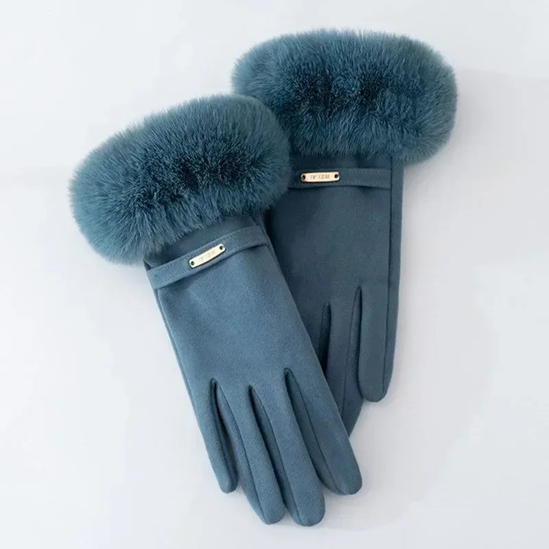 Dames Winterhandschoenen met Nepbont Manchetten – Elegante Touchscreen Warme Handschoenen