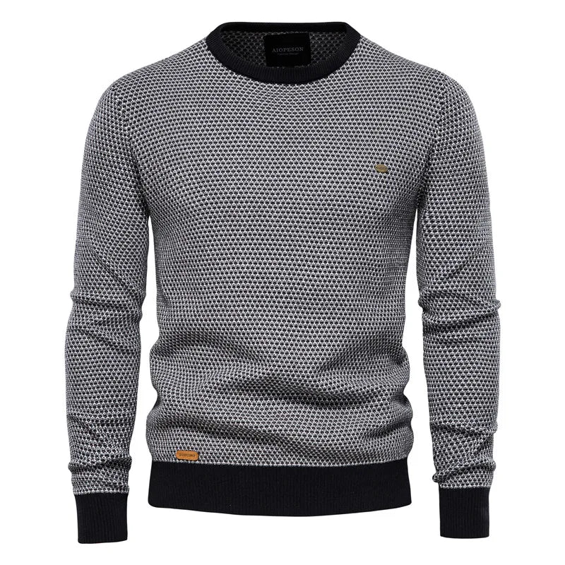 Heren Slim Fit Katoenen Trui met Ruitpatroon – Tijdloze Stijl & Comfort