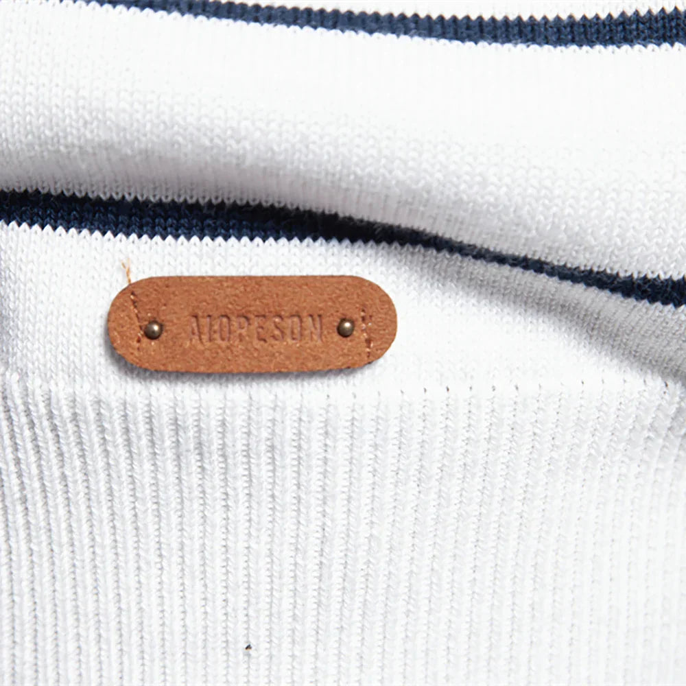 Herentrui met Strepen – Slim Fit Katoenen Gebreide Pullover met Modern Design en Comfort
