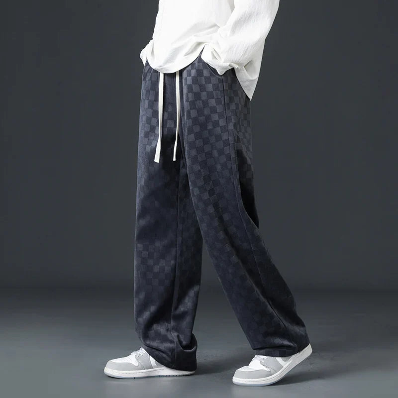 Geruite Corduroy Wijde Pijpen Joggingbroek – Zacht & Stijlvol Comfort
