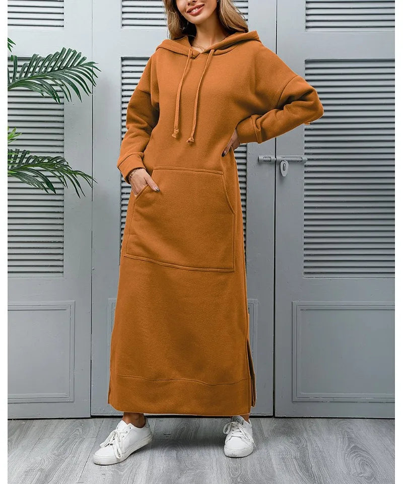 Maxi Hoodie Jurk – Warme & Comfortabele Casual Stijl voor Herfst en Winter