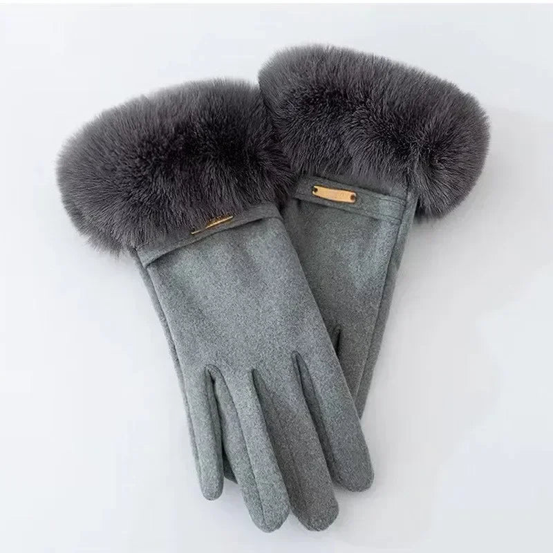 Dames Winterhandschoenen met Nepbont Manchetten – Elegante Touchscreen Warme Handschoenen