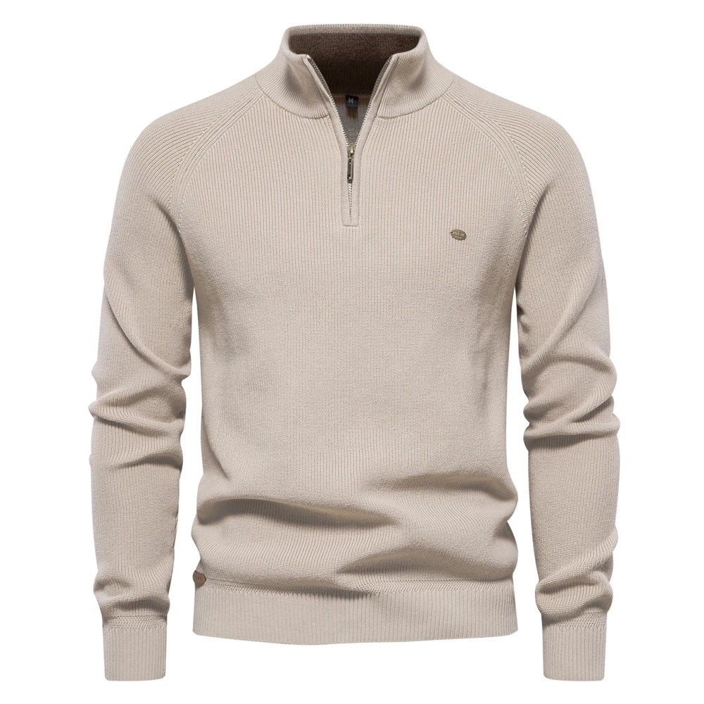 Luxe Wol Half-Zip Trui voor Heren – 100% Wol, Stijlvolle Regular Fit & Comfortabel Design